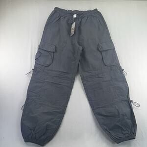 NWT Halara Gray Parachute Cargo Pants XS Y2K Techwear Baggy Nylon